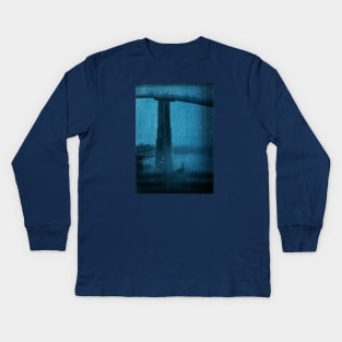 1920s Tokyo Bridge at Night Kids Long Sleeve T-Shirt